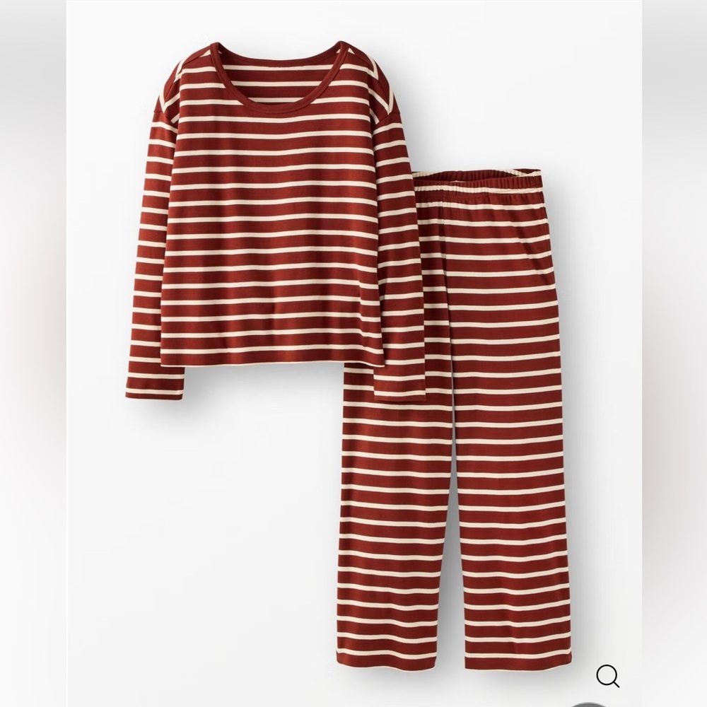 Hanna Andersson | Cocoa brown & Ecru | wide leg pajama set striped